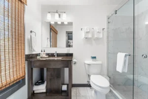 Bathroom featuring a glass shower.