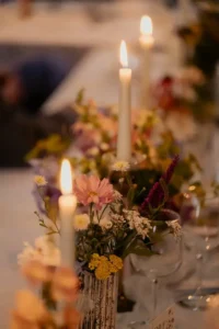 Wedding table with candle.